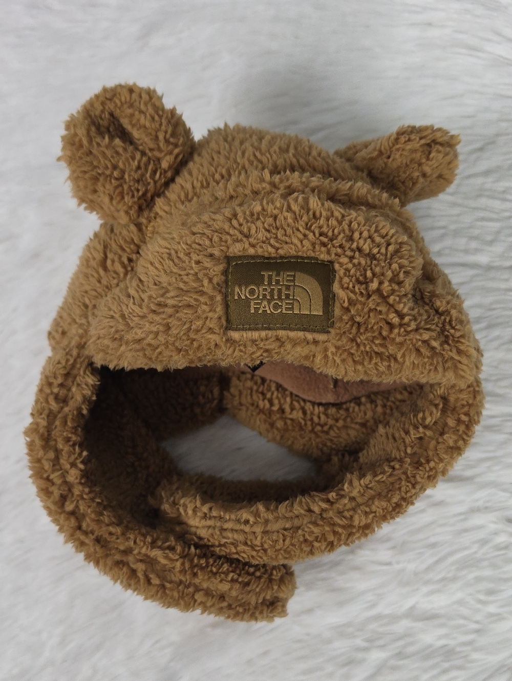 The North Face Baby Fuzzy Tan Bear Winter Hat Size 12-24 Months